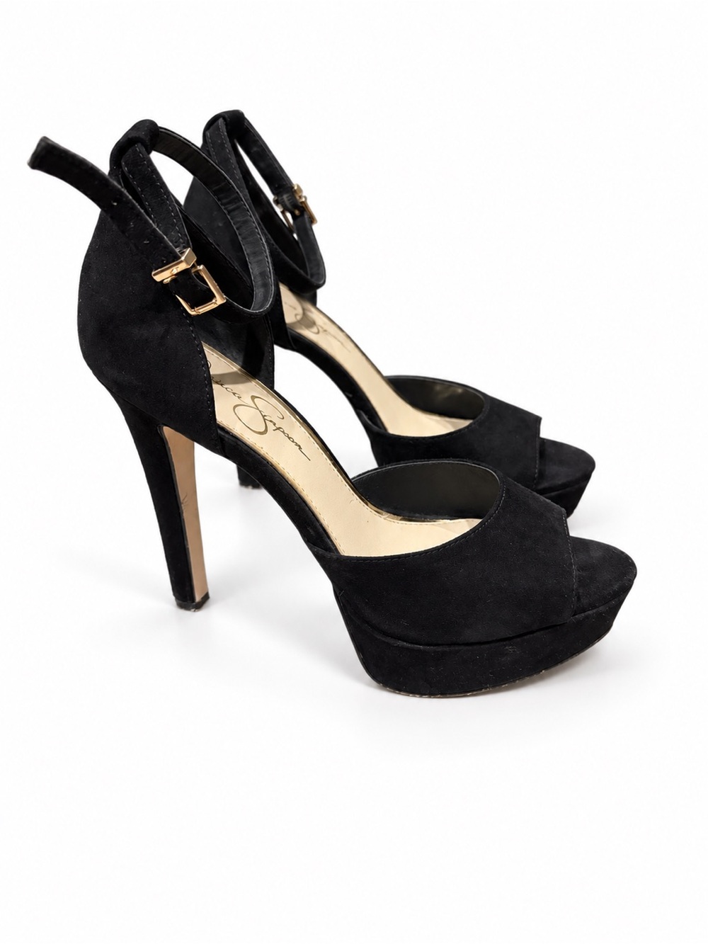 Jessica Simpson Black Platform Ankle Strap Heels Size 9